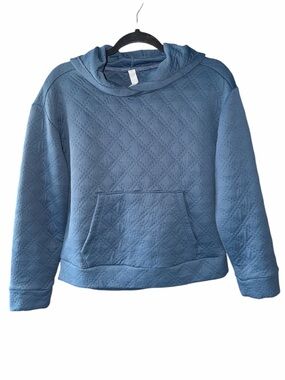 RBX Quilted Hooded Pullover Sweatshirt Blue size small